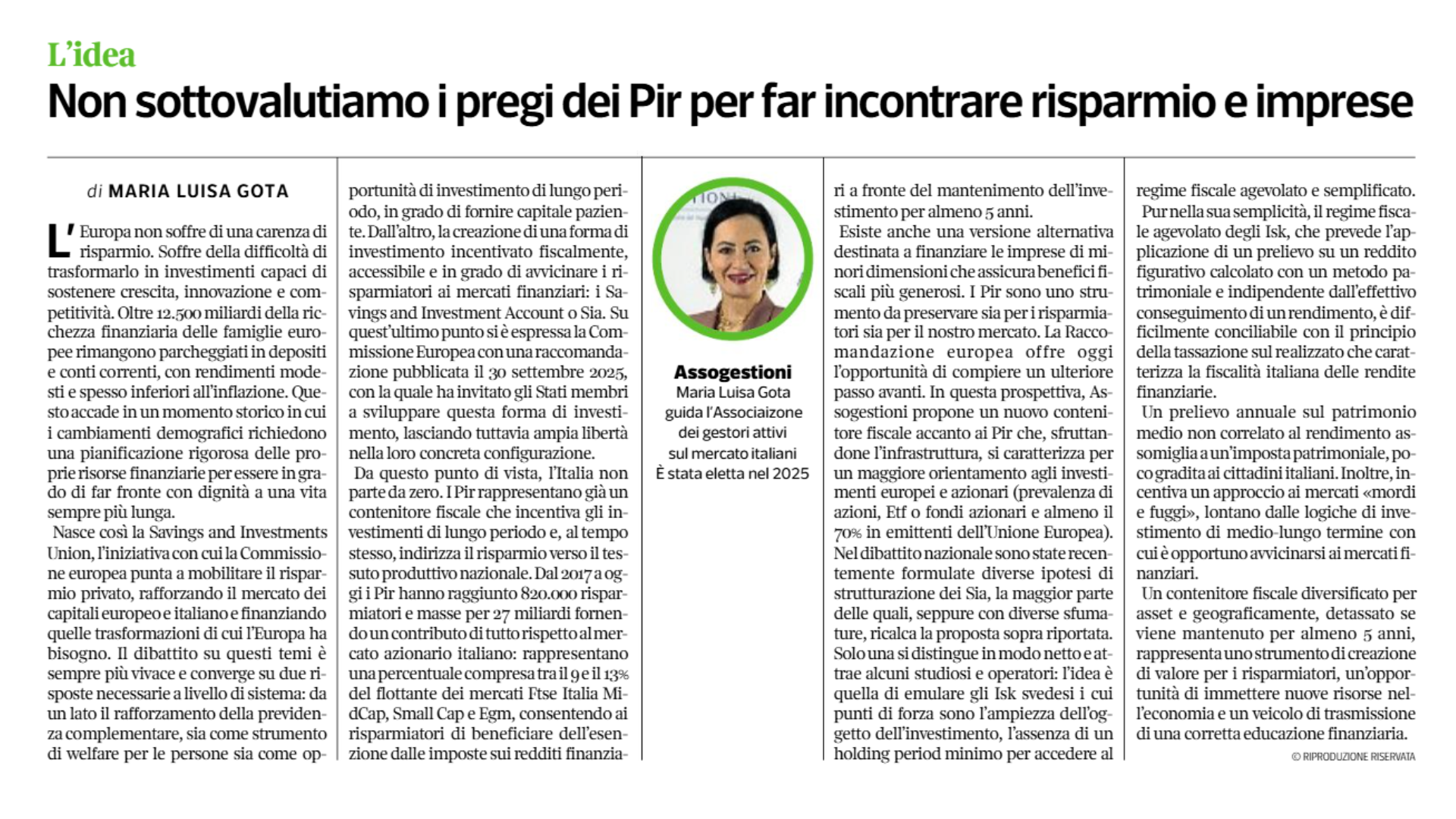 Articolo a firma di Maria Luisa Gota | 03.08.2026